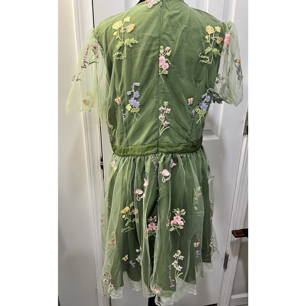 Green Tulle Embroider Floral Lined Fairy Garden Wedding/Prom Dress Plus NWT XXL - Picture 11 of 15